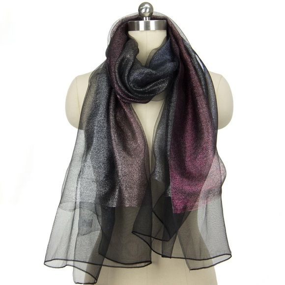 Saachi Ombré Glitz Sparkly Silk Scarf/Wrap - Picture 1 of 10
